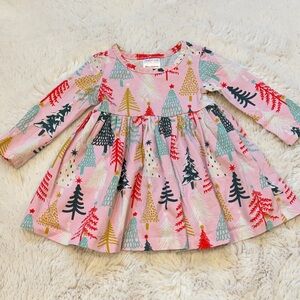 Hanna Andersson Knit Pink Christmas Tree Dress 6-12 months
